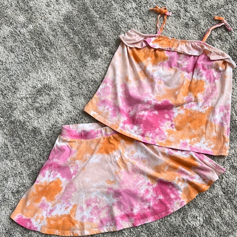 ✔️Girls Tie Dyed 2 Piece Skort Set